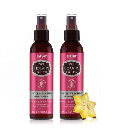 HASK KERATIN PROTEIN 5-in-1 Leave In Conditioner Spray for all hair types  color safe  gluten free  sulfate free  paraben free - KERATIN 2 PIECE SET