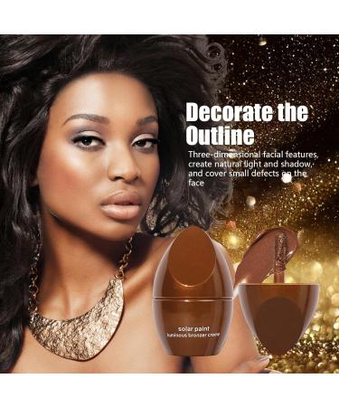 Contouring Shadow Makeup Set - Four Shades Contouring Highlighting Cream Liquid Waterproof Longwear Bronzer Makeup Face Body Glow Liquid Highlighter Brighten Concealer for Women Girls Nicything 03# Bronze With Pearlescent  - Buy Online on GoSupps.com