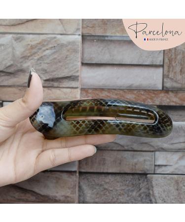 Parcelona French Oval Slider Black & Olive Green Large 4.75 Celluloid Hair Claw Clips Set for Girls & Women - Buy Online on GoSupps.com