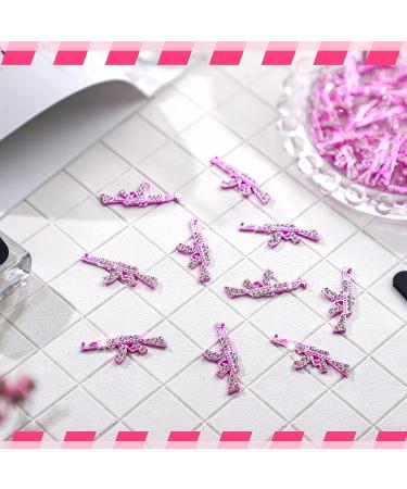 Loopeer 40 Pcs 3D Pink Gun Nail Charms - Shiny Diamond Metal Decorations for Nail Art & Jewelry Making - Buy Online on GoSupps.com