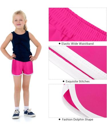 Resinta Girls Running Shorts 4 Pack | Quick Dry Polyester Active Shorts for Kids 10-12 Years | Workout Dolphin Shorts in Black, Light Gray, Pink, Hot Pink - Buy Online on GoSupps.com