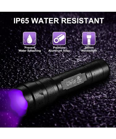 ULTRAFIRE UV LED Torch 395-405nm Blacklight Zoomable Ultraviolet Flashlight with 2600mAh Rechargeable Battery and Charger Mini UV Light for Curing UV Glue Pet Urine Stains - Buy Online on GoSupps.com