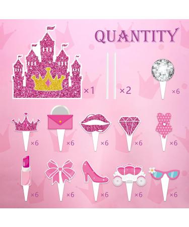 67pcs Glitter Pink Girl Cake Toppers Set 1 Dream House Big Cake Topper and 66pcs Princess Cupcake Decorations for Girl'S Birthday Party Baby Shower Supplies Women's Bachelorette Party Decorations - Buy Online on GoSupps.com