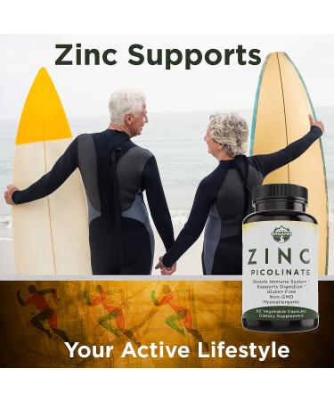 Organic Zinc Picolinate 50mg Capsules - Immune Health Support - Non-GMO Antioxidant - 60 Count - Buy Online on GoSupps.com