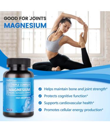 BioEmblem High Absorption Triple Magnesium Complex 300mg | Magnesium Glycinate for Nerves Malate for Energy Supplement to Support Muscle Health | Vegan Non-GMO 270 Capsules 3pack_270 Capsules - Buy Online on GoSupps.com