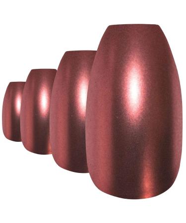 Bling Art False Nails Brown Metallic Ballerina Coffin 24 Artificial Nails Long Tips with Glue