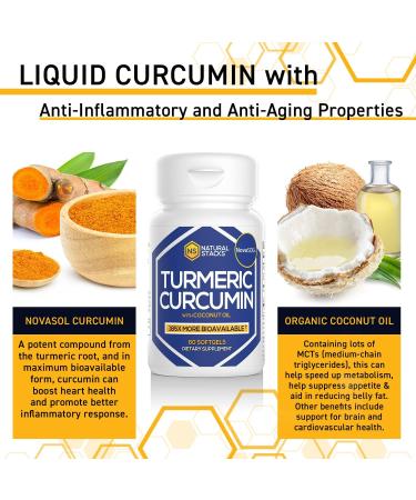 Natural Stacks Turmeric Curcumin 60 ct. Liquid Soft Gel - 100mg Organic Coconut Oil - Supports Joints, Heart, Brain Function - Immunity & Metabolism - 185x Bioavailability - 60 Count - Buy Online on GoSupps.com