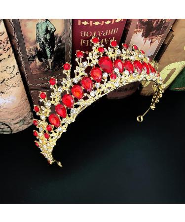 Milisente Bridal Crystal Crown & Tiara Set with Red Rhinestones - Bracelets and Earrings Included - Buy Online on GoSupps.com