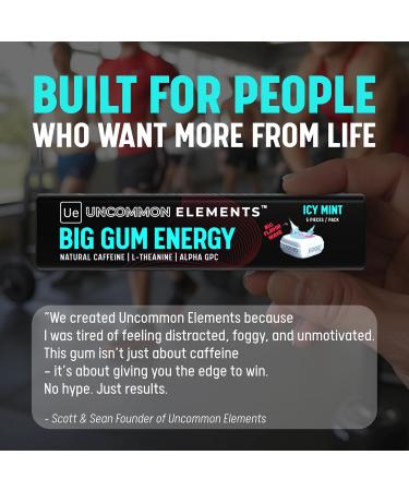 Big Gum Energy & Focus 80mg Caffeine + 40mg L-Theanine + 80mg Alpha GPC Nootropic Chewing Gum for Focus Energy & Execution ICY Mint 5 Pieces (1 Pack) Gym & Work Execution. - Buy Online on GoSupps.com