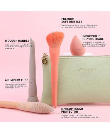 Docolor 17Pcs Morandi Makeup Brushes Set with Bag, Sponge & Protector - Professional Face Powder Blush Eye Shadow Kit - Premium Gift Box - Buy Online on GoSupps.com
