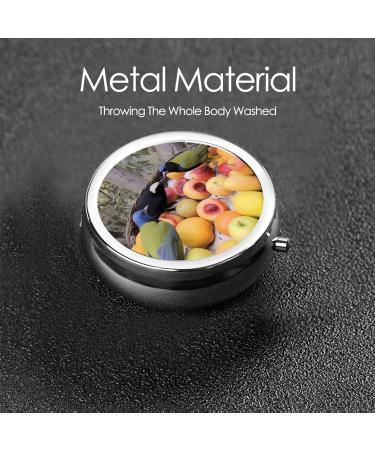 Portable Bird Eating Fruit Metal Pill Box | Round Mini 3-Compartment | Travel Essential for Small Pills | Durable Black Design - Buy Online on GoSupps.com