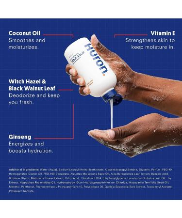 Huron Men's Moisturizing Body Wash - Coconut Oil & Vitamin E - Vegan & Cruelty-Free - Original Citrus + Eucalyptus - 12.2 fl oz - Buy Online on GoSupps.com