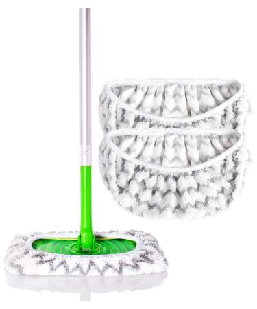 Millifiber Microfiber Reusable Mop Pads Compatible with Swiffer Sweeper Mops (2-Pack) Washable Mop Pads for Wet & Dry Use (Mop is Not Included) 2 Count (Pack of 1)