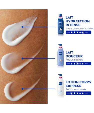NIVEA Lait corps Hydratant Douceur 72h (1 x 400 ml) Cr me hydratante l'Acide Hyaluronique pur & Beurre de karit Soin pour le corps avec s rum hydratant nourrissant peaux s ches Lait Corps Douceur Peaux S ches 400 Ml - Buy Online on GoSupps.com