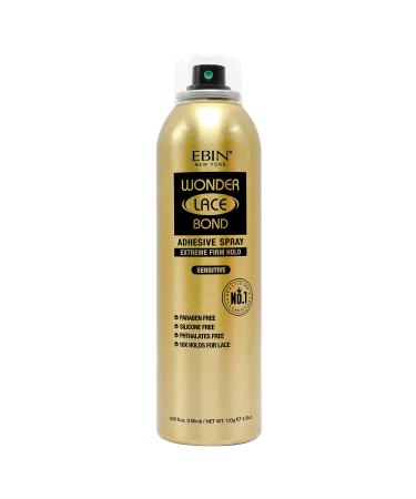 EBIN NEW YORK Wonder Lace Bond Adhesive Spray Sensitive - Extreme Firm Hold 6.08 fl. oz./ 180mL |Sensitive Use Fast Drying No Residue No Build-up Powerful Hold All-Day Hold Easy Daily Wig Install Sensitive 6.08 fl oz./ 180mL
