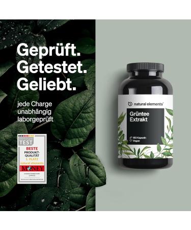 Natural Elements Green Tea Extract - 180 Vegan Capsules | 1998mg Daily Dose of ECGC & Polyphenols - High Dose Additive-Free - Buy Online on GoSupps.com