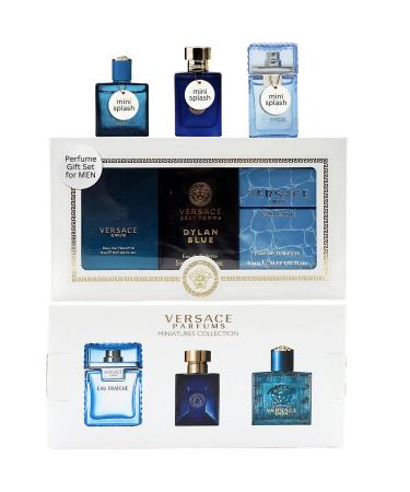 Versace Miniature Variety Trio Collection Perfume Gift Set for Men 0.17 oz/5 ml Splashes 1