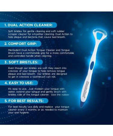 GuruNanda Mentadent Tongue Cleaner - Dual Action Brush & Scraper for Bad Breath & Odor Elimination (Multi-Color) - Buy Online on GoSupps.com