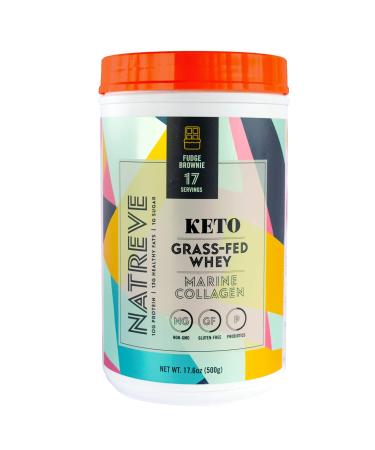 Natreve- Marine Collagen Peptides Grass-Fed Whey Powder | Keto Friendly for Muscle, Hair, Skin, Nails, Joints, Collagen Protein Powder, Collagen Supplements (Fudge Brownie)