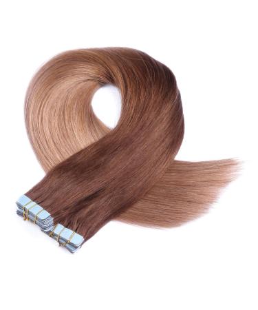 Tape in - on hair extensions - # 4/27 ombre - 70cm - 60 bricks each 4cm wide / 2.5g - 100% remy real hair hair extension / extent with adhesive tape Tress by Novon Hair Exentions 60 Tressen - 40cm / 2.5g each each