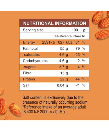 Organic Almonds 1kg Whole Raw 100% Natural by Yin & Yang Superfoods. Premium Quality High in Fibre Source of Protein Vegan Contains Antioxidants Certified Organic Sourced in Italy - Buy Online on GoSupps.com