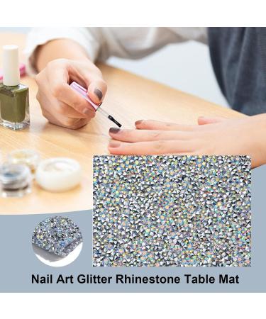 Nail Mat Manicure Mat | Shiny Nail Cushion Protect Desktop with PV Rhinestone Shiny Appearance Easy Storage for Clay Pad Paint Pad Bar Mat Nail Pad 01#white Kab - Buy Online on GoSupps.com