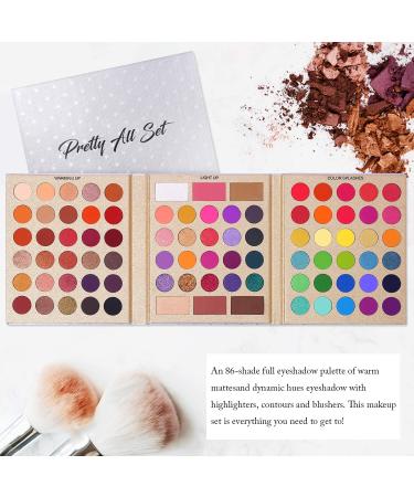 UCANBE Pretty All Set Eyeshadow Palette - Pro 86 Colors Makeup Kit for Eyes, Contour, Blush - Matte, Shimmer, Highlighters - All In One Holiday Gift Set - Buy Online on GoSupps.com