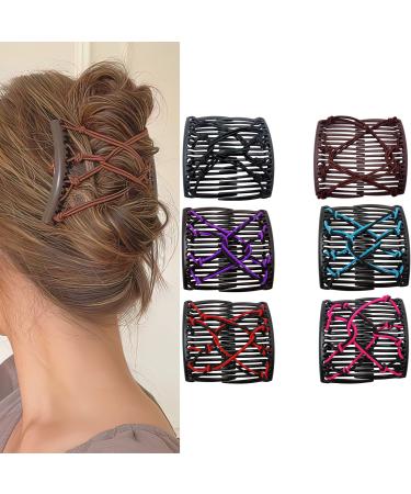 6 Pcs Elastic Rope Pan Hair Clips Exquisite Magic Variety Hair Comb Claw Clips For Thick Hair Thin Hair Strong Fixed Grip Clip Hair Clips For Women And Girls