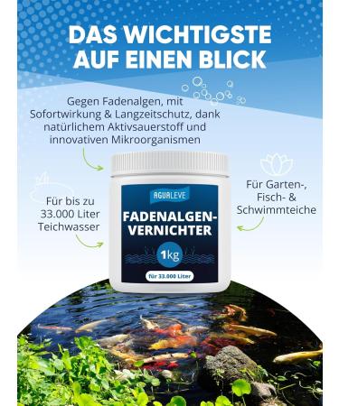 Buy AGUALEVE Thread Algae Shredder 1kg - Eco-Friendly & Effective Solution for Ponds | Made in Germany | Treats 33 000 Liters | Quality Guaranteed - Buy Online on GoSupps.com