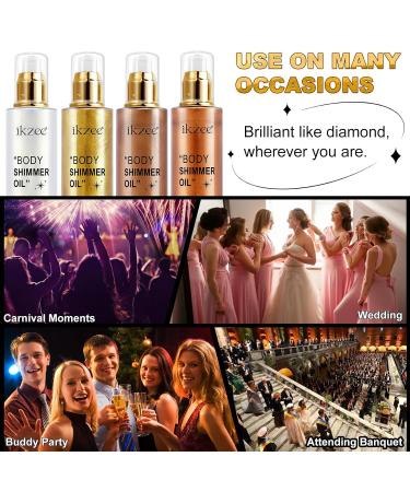 Long Lasting Body Shimmer Oil - Silver Face & Body Highlighter for Glowing Skin - Buy Online on GoSupps.com