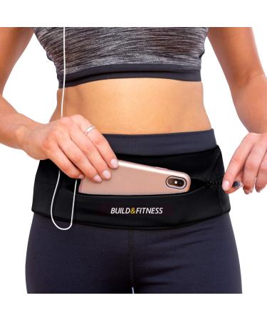 Build & Fitness Passeling with a YKK zipper - adjustable waist width key clip - fits for all smartphones keys cards - bunkbag women and men - running walking sport black / black - Buy Online on GoSupps.com