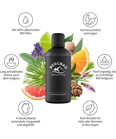 Bergbad Organic Sauna Infusion 100ml - Latschenkiefer Fichte & Mint | Natural Essential Oils for Refreshing Sauna Experience - Buy Online on GoSupps.com