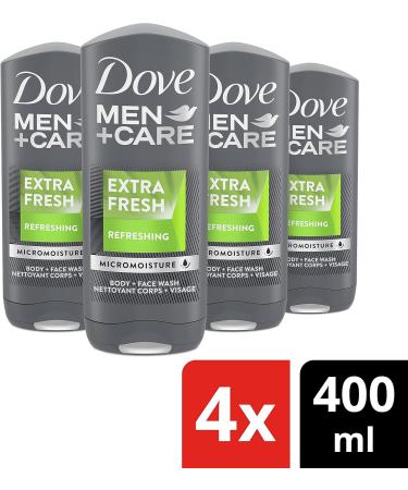 Dove Men+Care Exfoliating Deep Clean and Extra Fresh Body and Face Wash Bundle (400ml x Pack of 8) 400 ml (Pack of 4) Wash + Wash 400 ml pack of 4 - Buy Online on GoSupps.com