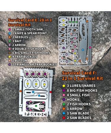 PSKOOK 12 Pcs Survival Multitool Card Kit - Emergency Camping EDC Gear for Outdoor Hunting, Fishing, Hiking - Buy Online on GoSupps.com