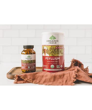 Organic India Psyllium Herbal Powder - Whole Husk Fiber | Healthy Elimination | Keto Friendly | Vegan | USDA Certified Organic | Non-GMO | 12 Oz Canister - Buy Online on GoSupps.com