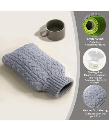 Buy Samply 2L Hot Water Bottle with Soft Knitted Cover - Premium Grey Hot Water Bag for Warmth & Comfort - International Shipping Available - Buy Online on GoSupps.com