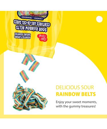 Lady Sarah Sour Rainbow Belts Candy Bag - Bulk Gummy Candy | Smart Choice from Lady Sarah Variety Sweets - Canada s Top Gummy Candy - 480 Grams (4 Candy Bags x 120G) Pack of 4 - Buy Online on GoSupps.com