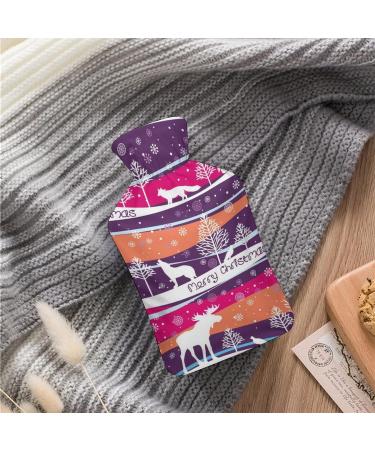 Christmas Hot Water Bottle with Plush Cover - Cozy Bed Hand Warmer for Adults & Kids - 26.5x15.3cm - Buy Online on GoSupps.com