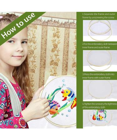 Caydo 5-Piece Adjustable Embroidery Hoops Set - 4 to 10 Inch Bamboo Rings for Needlework, Cross Stitch, Sewing - Buy Online on GoSupps.com