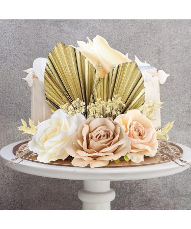 28 Pcs Vintage Boho Rose Cake Topper Kit - Dried Faux Flower Decor for Bohemian Wedding, Bridal, Baby Shower, Birthday Party Supplies - Buy Online on GoSupps.com