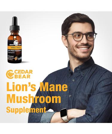 Cedar Bear Lion's Mane Mushroom Supplement 2 fl oz - All-Natural Brain Booster for Memory, Focus & Immune Support - Buy Online on GoSupps.com
