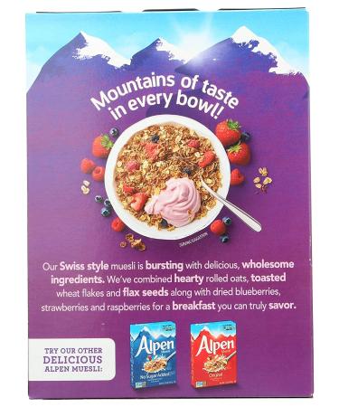 Alpen Triple Berry No Sugar Added Muesli - Swiss Style Cereal | Whole Grain, Non-GMO, Heart Healthy, Kosher, Vegan | Real Fruit, 10 oz - Buy Online on GoSupps.com