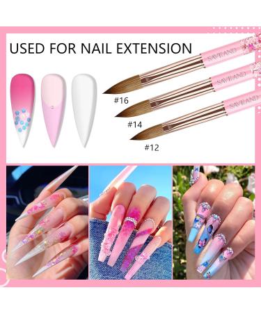 Saviland 6PCS Acrylic Nail Brush Set - Pink Gradient Handle, Sizes 6/8/10/12/14/16 - Ideal for Acrylic Nails, Powder & Nail Art - Beginner Friendly - Buy Online on GoSupps.com
