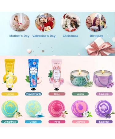 Luxurious Bathing Bomb Gift Set for Women - 5 Bombs 3 Hand Creams & 2 Candles | Perfect for Christmas Mother's Day Valentine's Day & Birthdays | Natural Ingredients - Buy Online on GoSupps.com