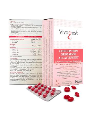 Compl ment Triple Action Fertilit pr conception grossesse allaitement - Om gas-3 DHA Vit. B9+B12 Iode Vit. D3 E - 30 Capsules (1)