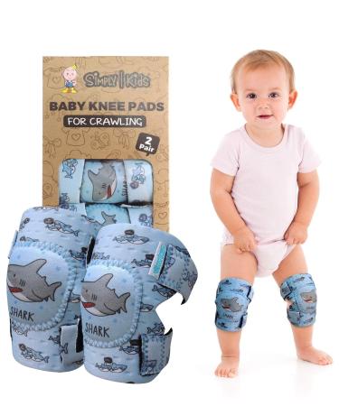 Simply Kids Baby Knee Pads for Crawling (2 Pairs) | Protector for Toddler Infant Girl Boy Shark_unavailable