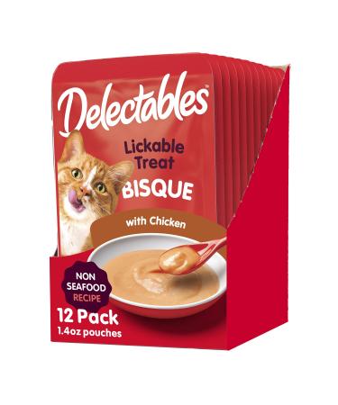 Hartz Delectables Non-Seafood Bisque Lickable Wet Cat Treats, Multiple Flavors Chicken 1.4 Ounce (Pack of 12)