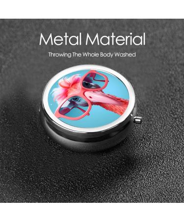 Buy Metal Pill Box - Mini Travel Medicine Organizer | Stylish Flamingo Design | Perfect for Purses & Pockets - Buy Online on GoSupps.com