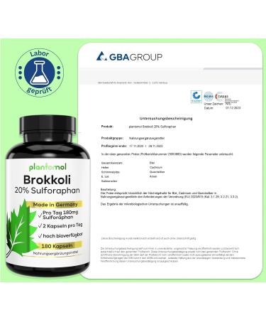 High-Dose 20% Sulforaphan Capsules - 180 Broccoli Sprout Extract Capsules with 90mg Sulforaphan Each - Premium Broccoli Supplements for Optimal Health - Buy Online on GoSupps.com