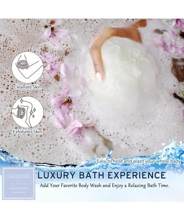 Caredoux 3 Pack Extra Large 75g Hard Exfoliating Bath Sponges - Patented Netting Technology - Spa Quality Loofah Sponge Set for Body Wash - Shower and Bathroom Accessories - Buy Online on GoSupps.com